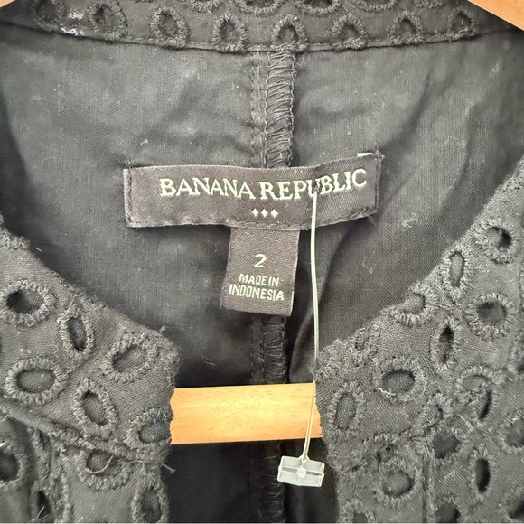 Banana Republic black cotton eyelet sleeveless fit-and-flare dress - size 2 (XS) - Picture 3 of 8